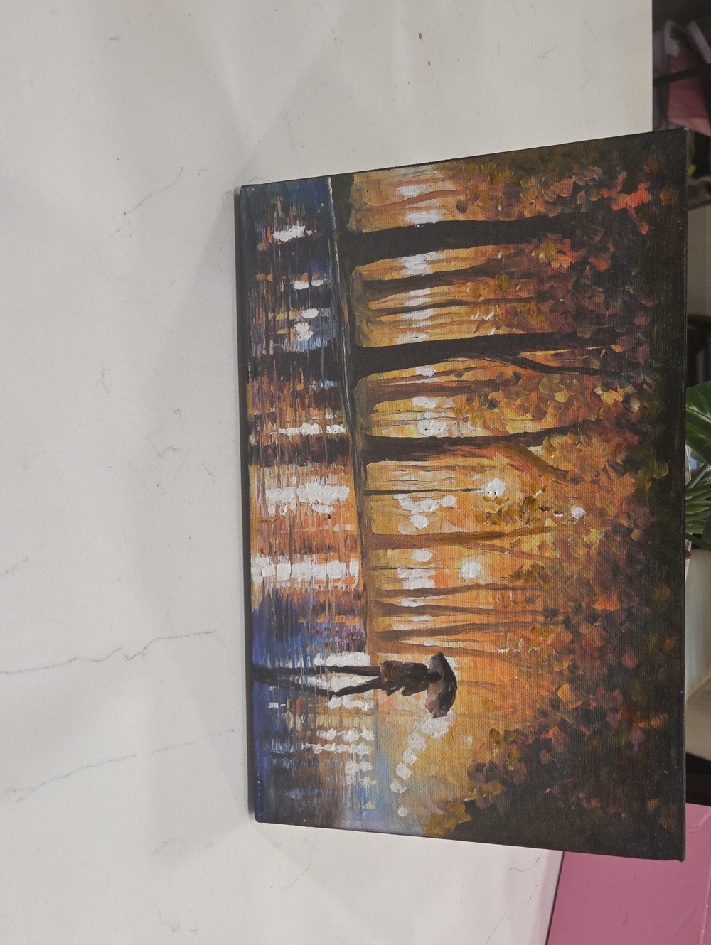 Autumn Evening Canvas Art - in Gold and Brown Tones